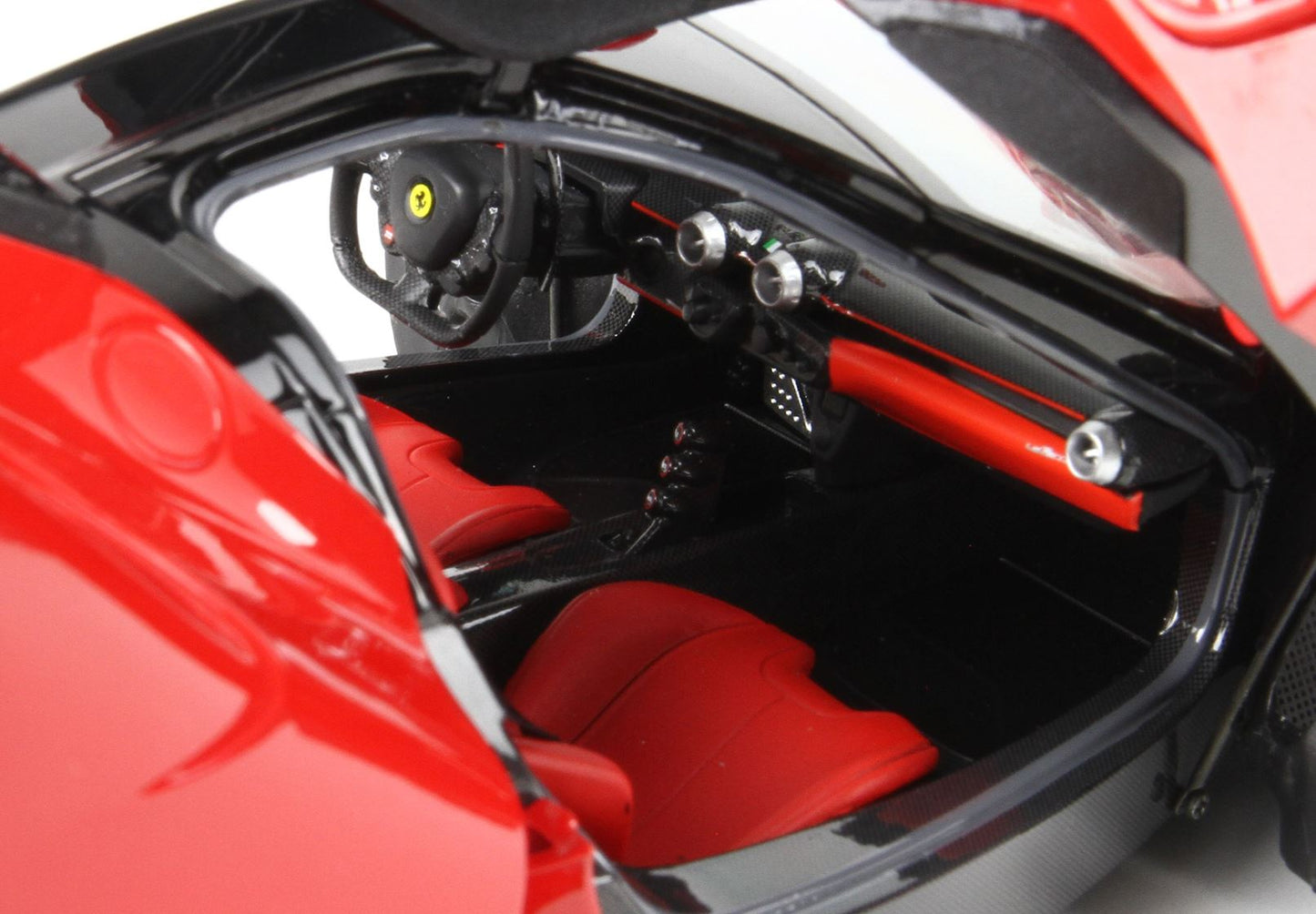 BBR 1/18 Ferrari LaFerrari (Rosso Corsa 322 Red with Gloss Black Roof and Silver Rims) Fully Open Diecast Car Model