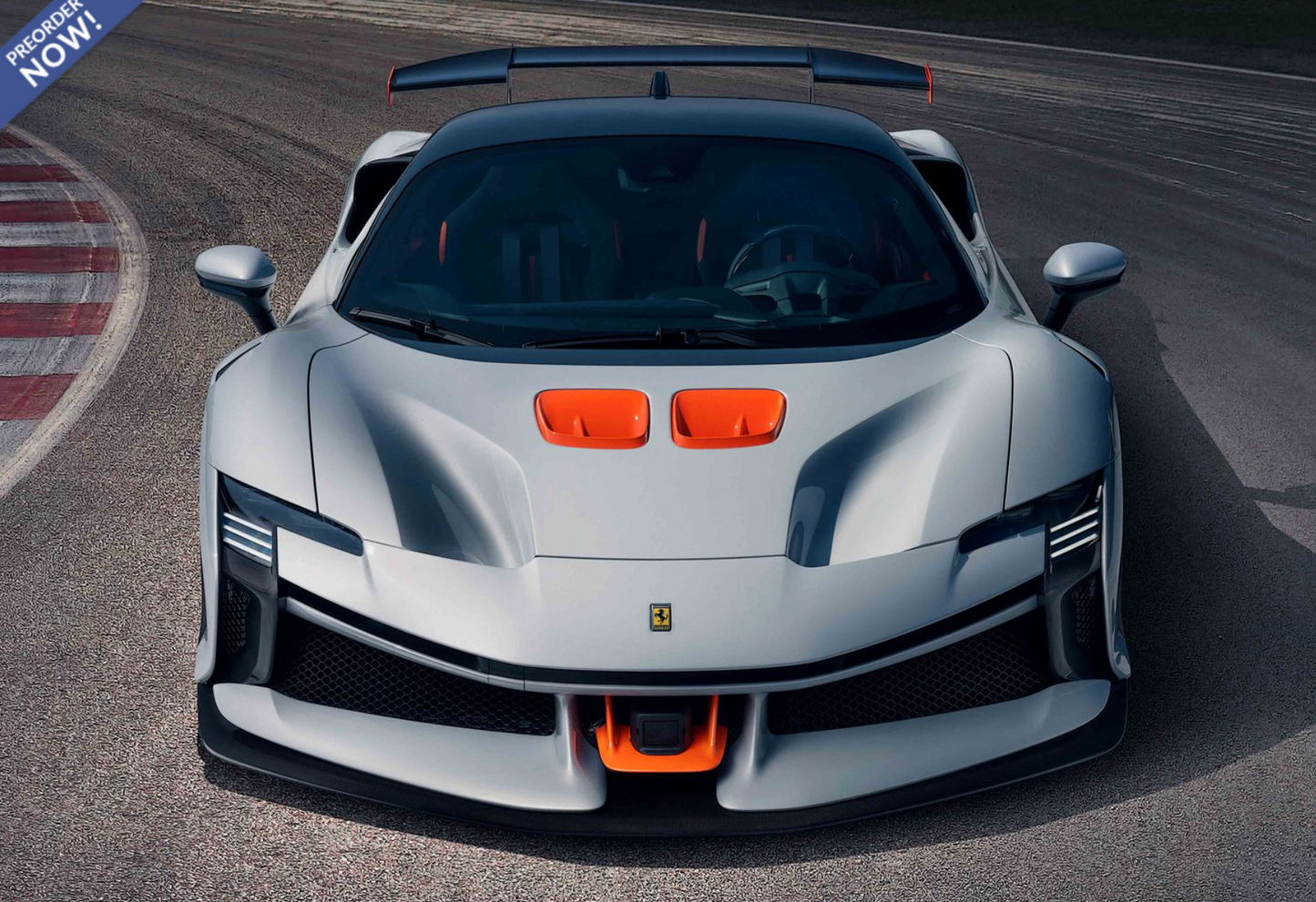 BBR 1/18 Ferrari SF90 XX Stradale Metallic Italian White And Flash Orange