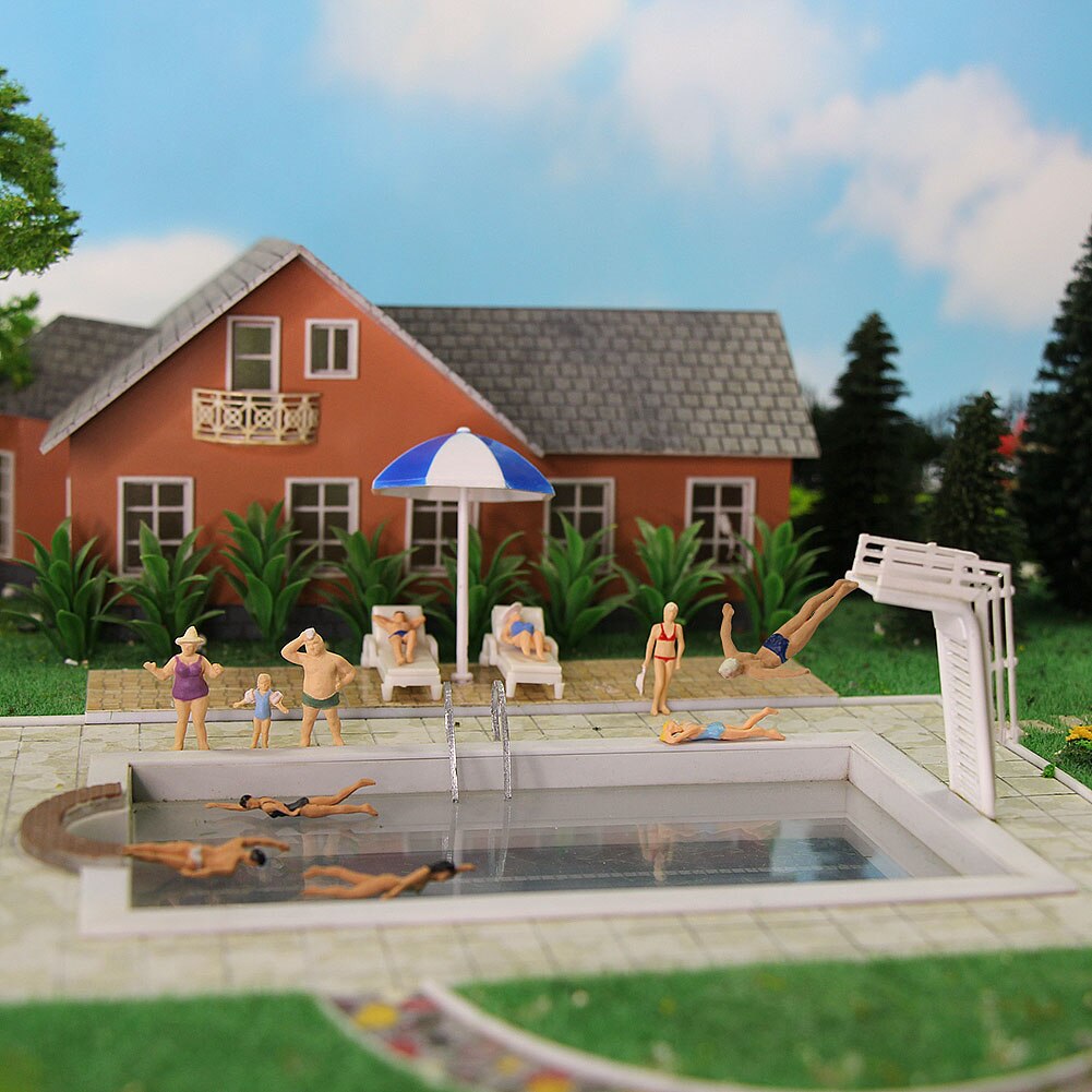 40pcs Model Trains 1:87 Swimming Figures Ho Scale Swimming People Beach Scenery Layout Miniature P8719 - Model Building Kits