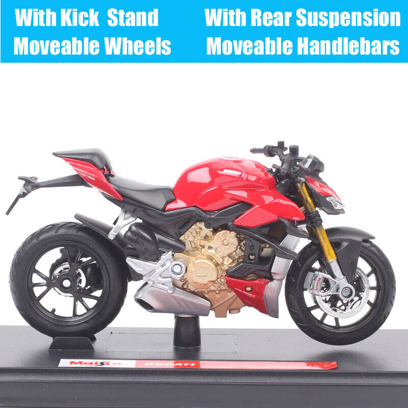 1/18 Maisto Ducati Super Naked V4 S Motorcycle Diecas Model Red