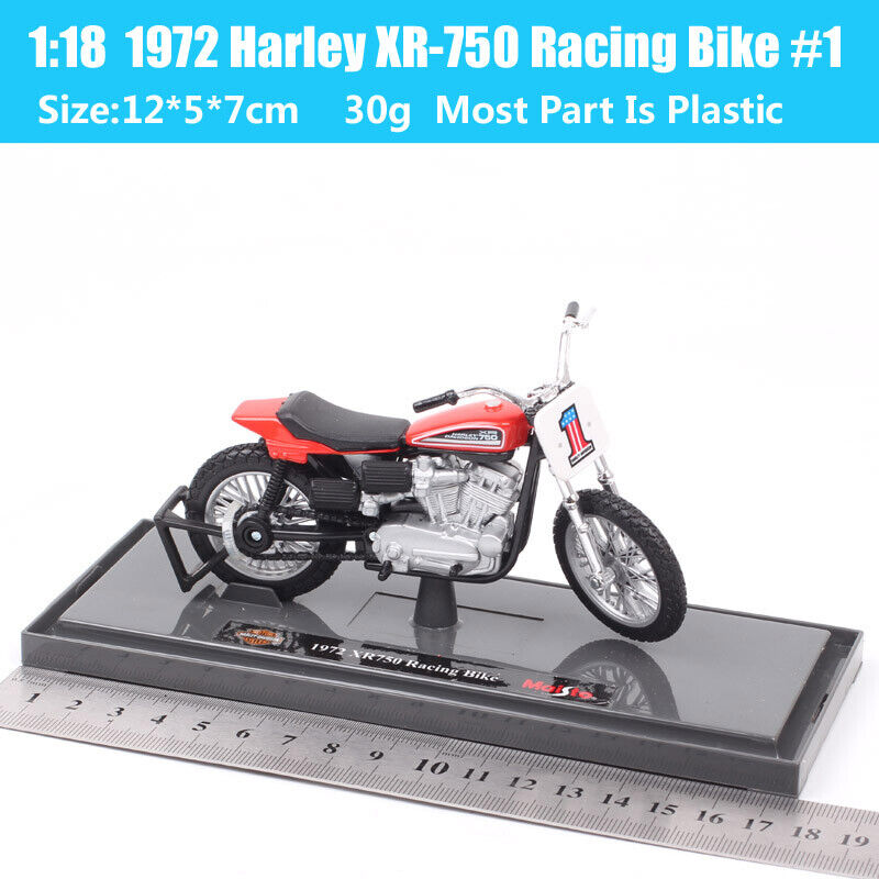 1/18 Maisto Mini 1972 Harley XR750 Flat Tracker Racing Bike #1 Model Motorcycle