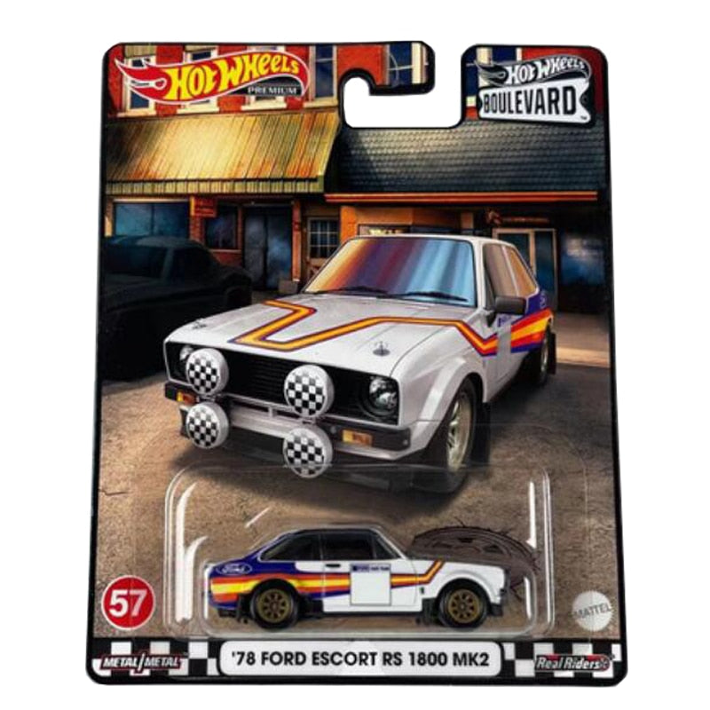 In Stock NEW Hot Wheels GJT68 Boulevard 12 TOYOTA 71 MUSTANG MACH 1 GRUPPO 4 "78 FORD ESCORT RS 1800 MK2" 1/64 Model Toy