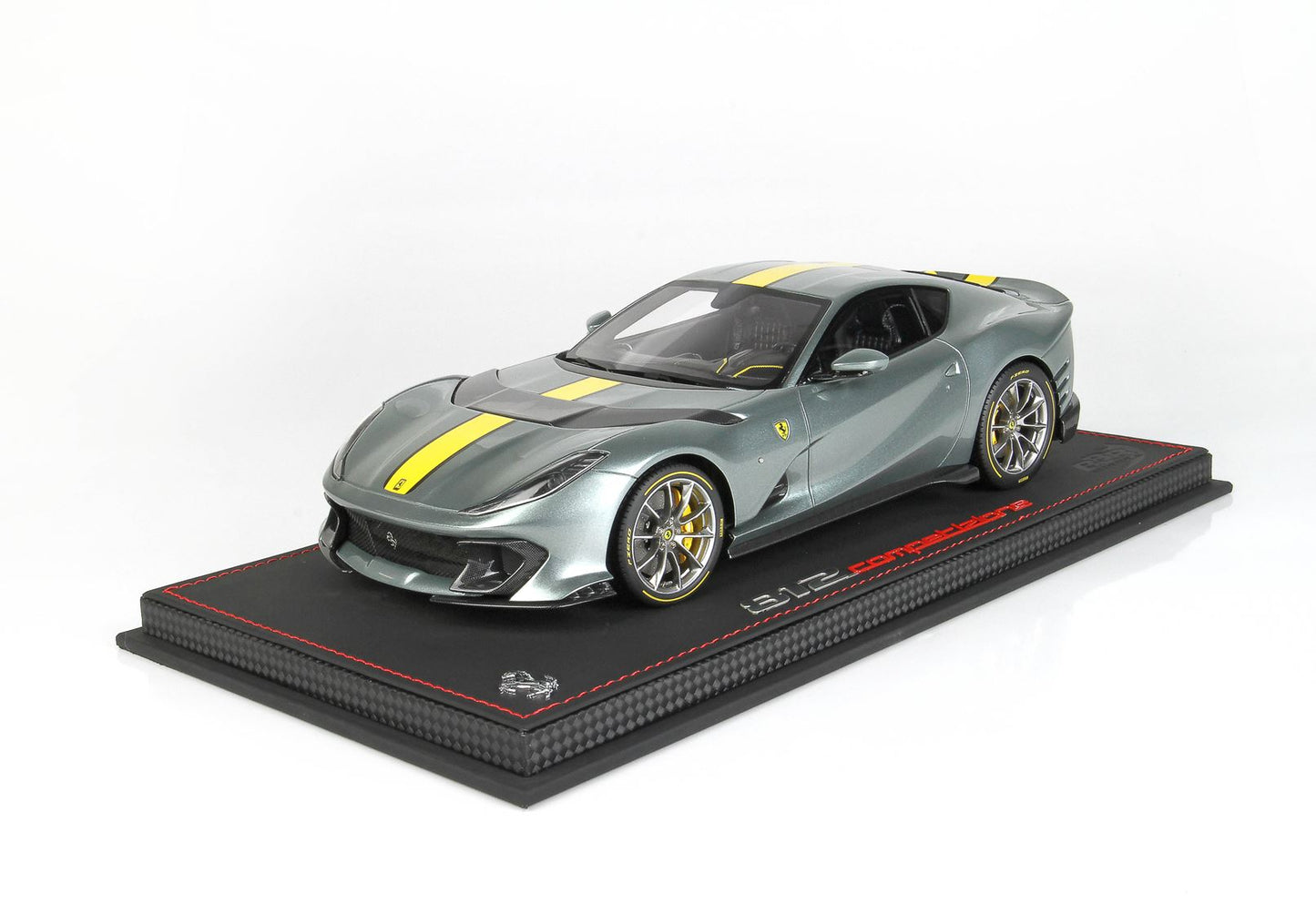 BBR 1/18 Ferrari 812 Competizione 2021 COBURN Grey With Racing Giallo FLY Stripe