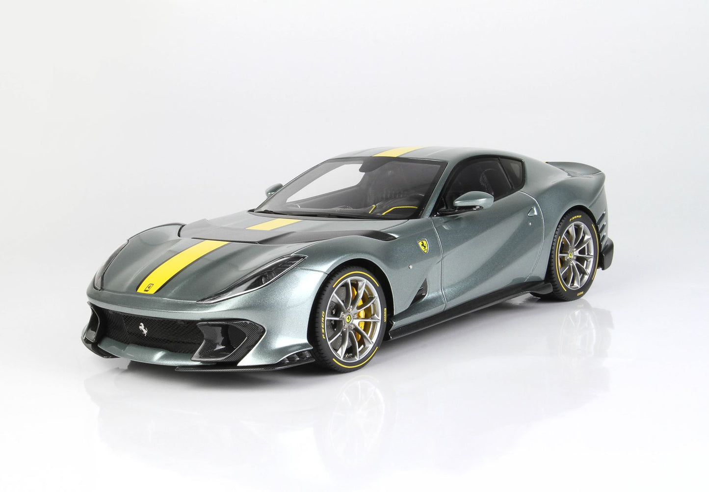 BBR 1/18 Ferrari 812 Competizione 2021 COBURN Grey With Racing Giallo FLY Stripe