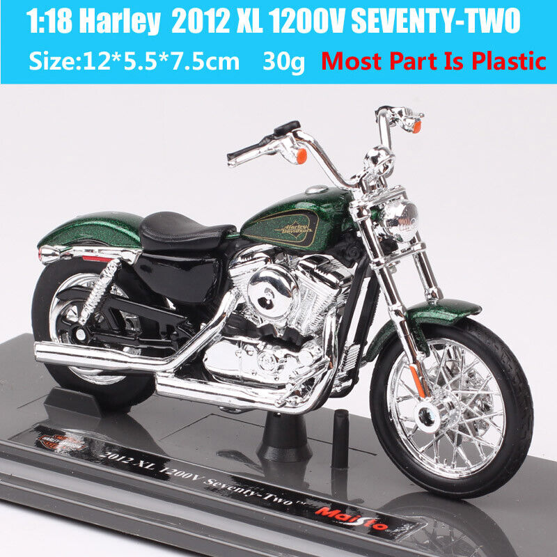 Maisto 1/18 2012 Harley XL 1200V 72 SEVENTY-TWO Sportster Motorcycle Toys Green