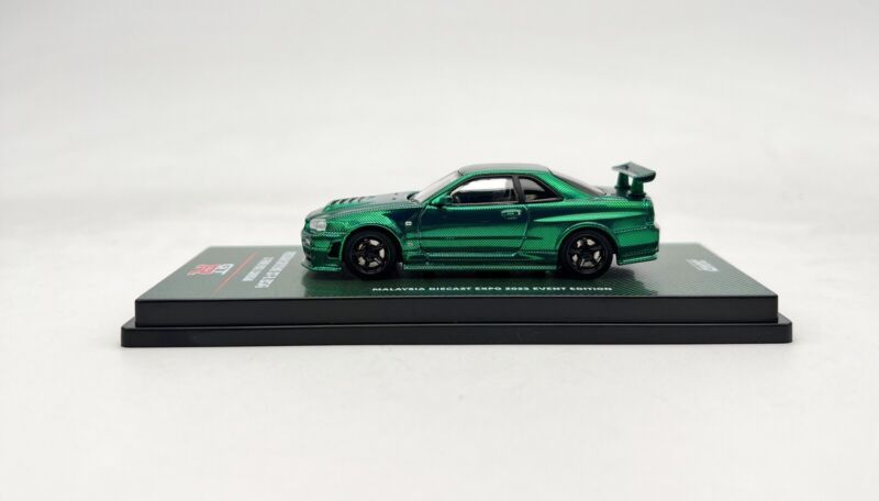 CHASE INNO64 1:64 Nissan Skyline GT-R R34 Z-TUNE Full Green Carbon Malaysia Diecast EXPO 2023 edition