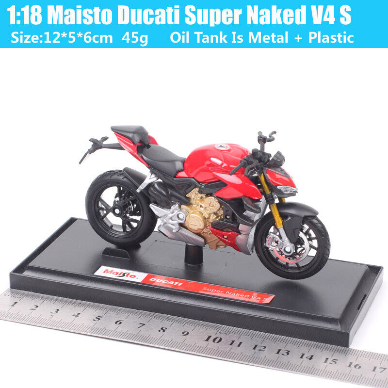 1/18 Maisto Ducati Super Naked V4 S Motorcycle Diecas Model Red