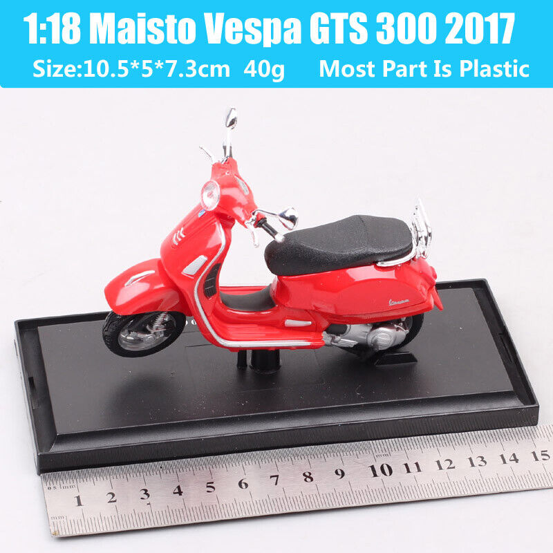 Maisto 1/18 Scale Vespa GTS 300 2017 Scooter motorcycle diecast model Red