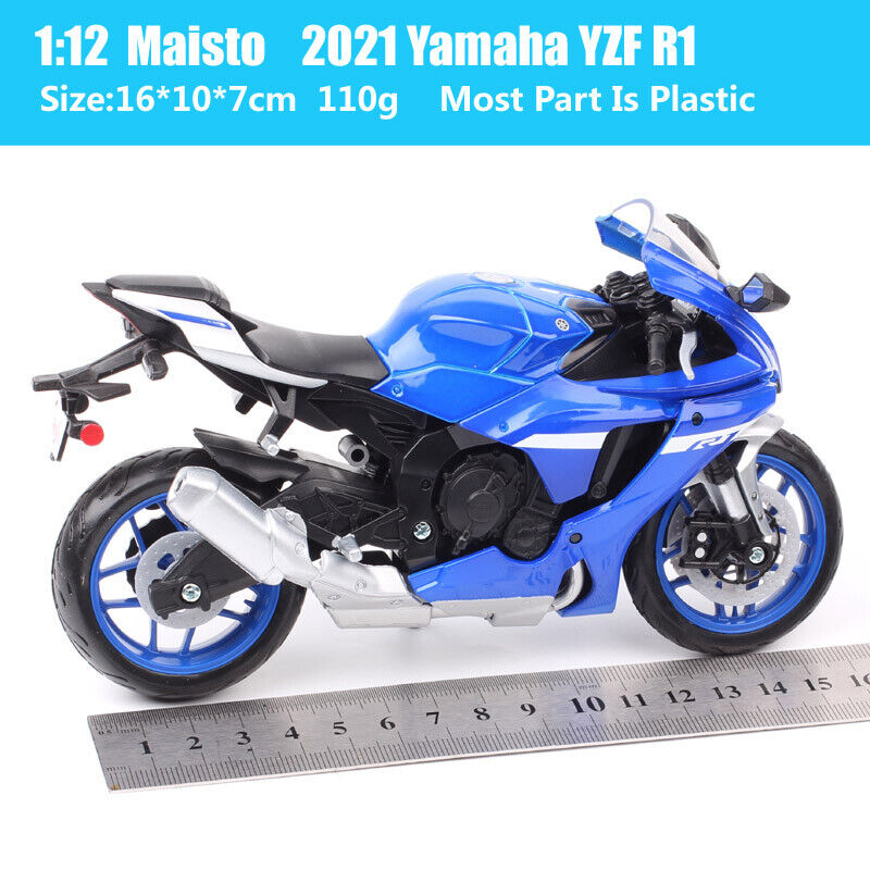 Maisto 1/12 Scale 2021 Yamaha YZF-R1 YZF R1 Diecast Motorcycle Model Bike Blue