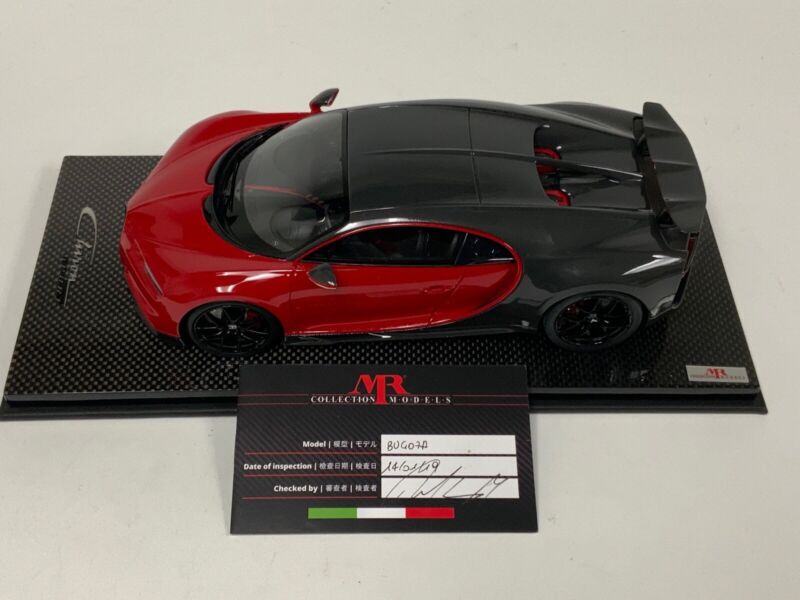 1/18 MR Collection Bugatti Chiron Red / Carbon Fiber black Wheels Carbon Base $929.95 ModelCarsHub