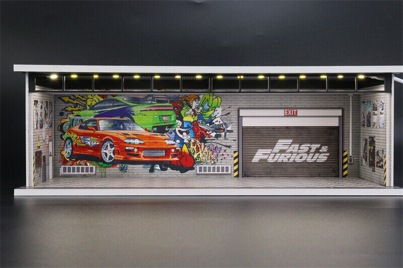 G-FANS 1:64 Garage Diorama Model With LED lights Fast & Furious G FANS Model