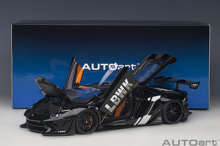 1:18 Autoart Liberty Walk LB Works Lamborghini Aventador black with LBWK Livery