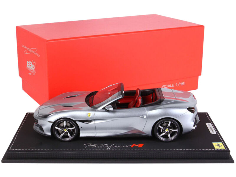BBR 1/18 FERRARI PORTOFINO M CONVERTIBLE GRAY & DISPLAY CASE P18193 A