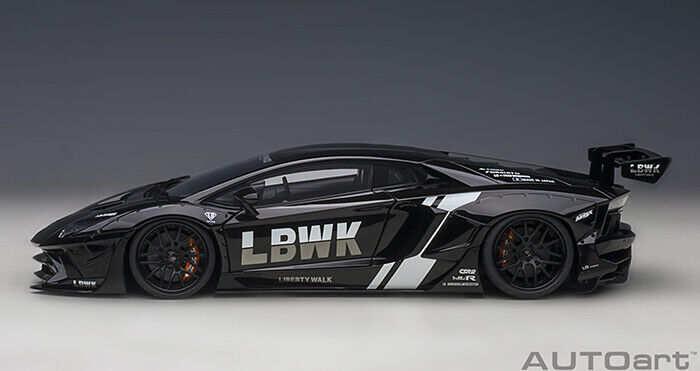 1:18 Autoart Liberty Walk LB Works Lamborghini Aventador black with LBWK Livery