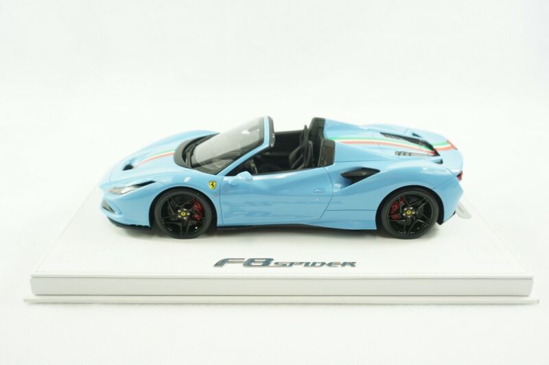1/18 BBR FERRARI F8 TRIBUTO SPYDER AZZURRO BLUE/ITALY DELUXE WHITELEATHER limited 5pcs