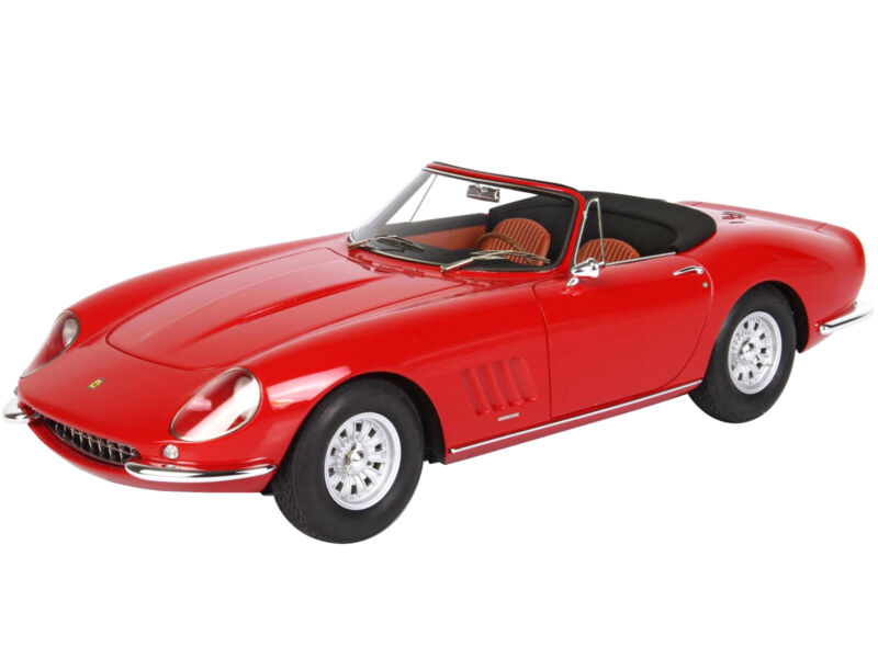 1967 FERRARI 275 GTS/4 NART CONVERTIBLE RED & DISPLAY CASE 1/18 MODEL BBR 1816C1