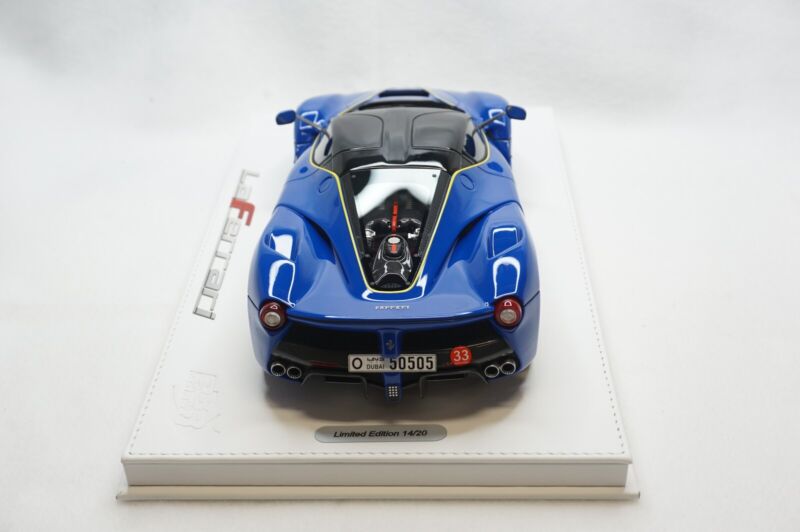 1/18 BBR FERRARI LAFERRARI AZZURRO DINO/YELLOW DELUXE WHITE LEATHER limited 20pcs