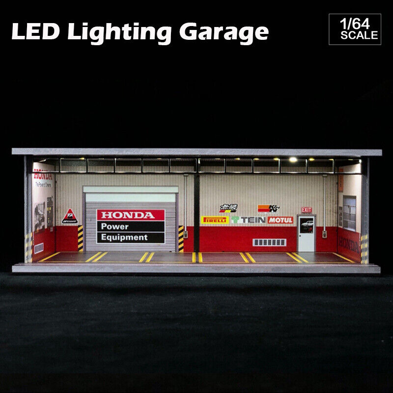 G-Fans 1/64 Diorama Model Car Garage with LED Lighting Packing Lot Display Case