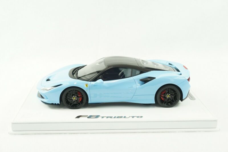 1/18 BBR FERRARI F8 TRIBUTO SPYDER AZZURRO BLUE MATT DELUXE WHIT LEATHER Limited 10pcs