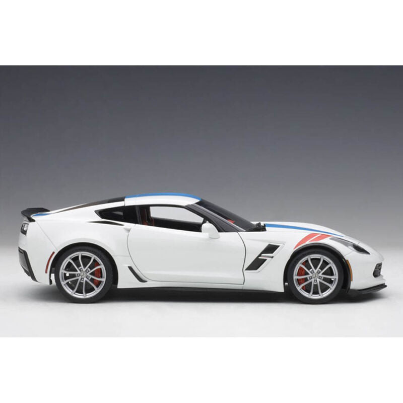 2017 CHEVROLET CORVETTE C7 GRAND SPORT WHITE BLUE STRIPE 1:18 by AUTOart 71271