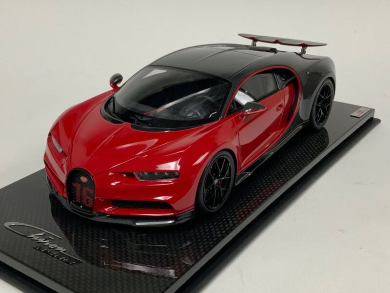1/18 MR Collection Bugatti Chiron Red / Carbon Fiber black Wheels Carbon Base $929.95 ModelCarsHub