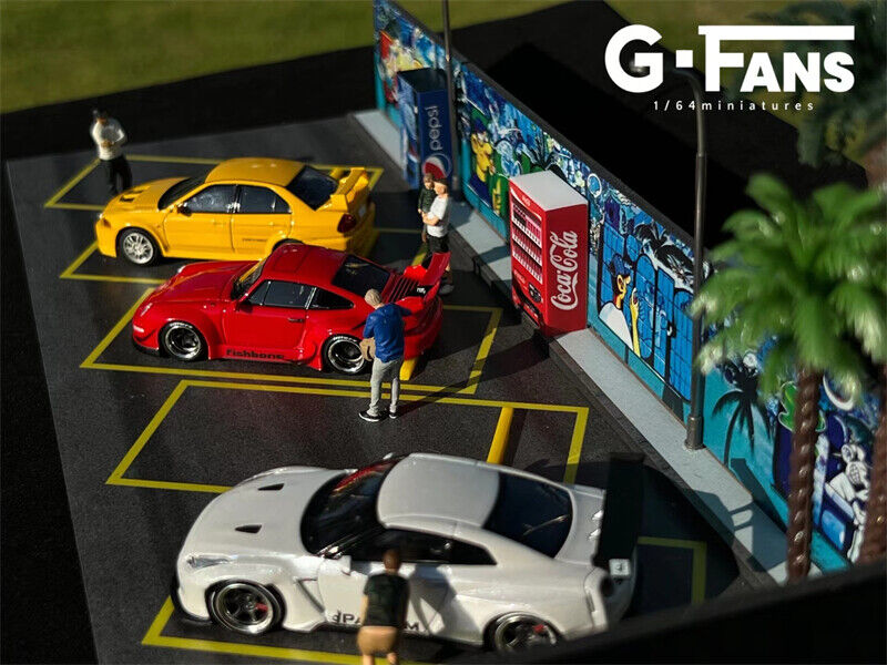 G-FANS 1:64 Diorama Garden parking Japan Street Beach Building Scene Model