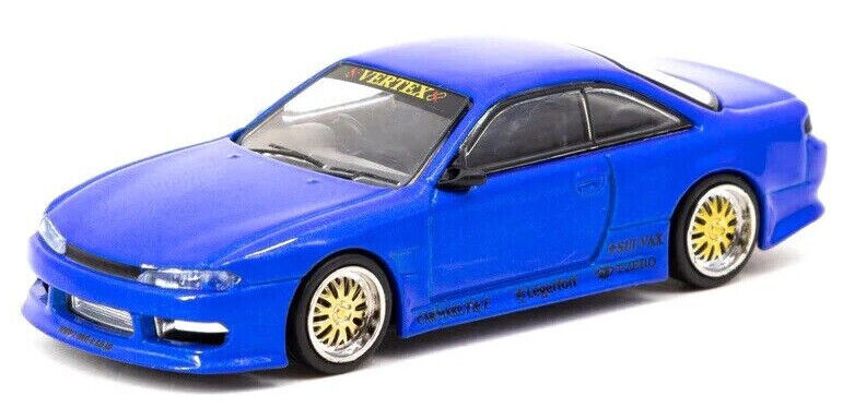 Tarmac Works GLOBAL64 Blue Metallic VERTEX Nissan Silvia S14 1:64 Scale Diecast Car