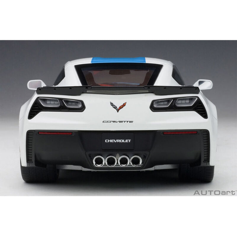 2017 CHEVROLET CORVETTE C7 GRAND SPORT WHITE BLUE STRIPE 1:18 by AUTOart 71271