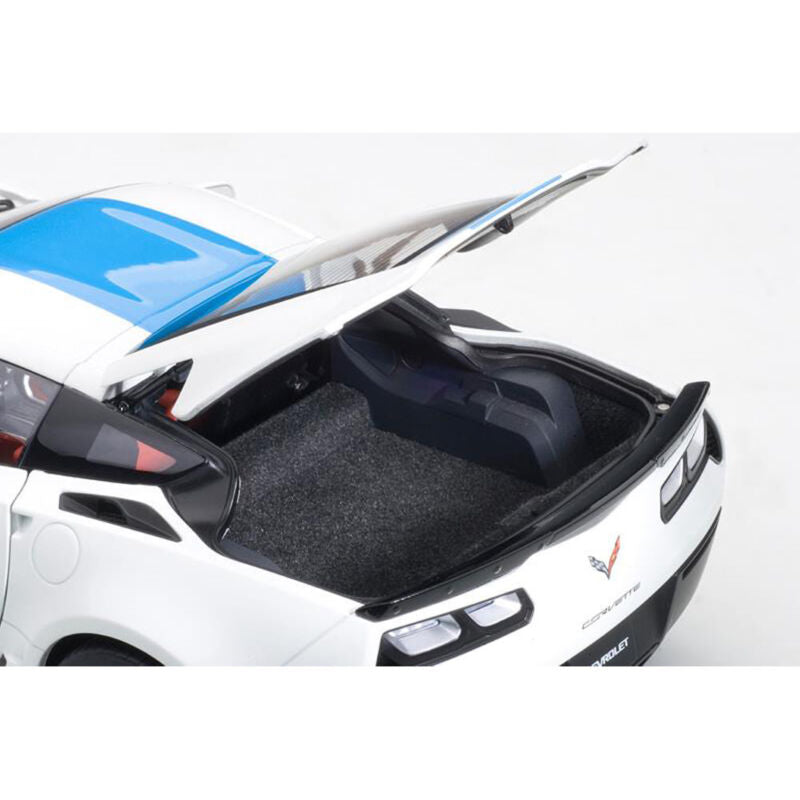 2017 CHEVROLET CORVETTE C7 GRAND SPORT WHITE BLUE STRIPE 1:18 by AUTOart 71271