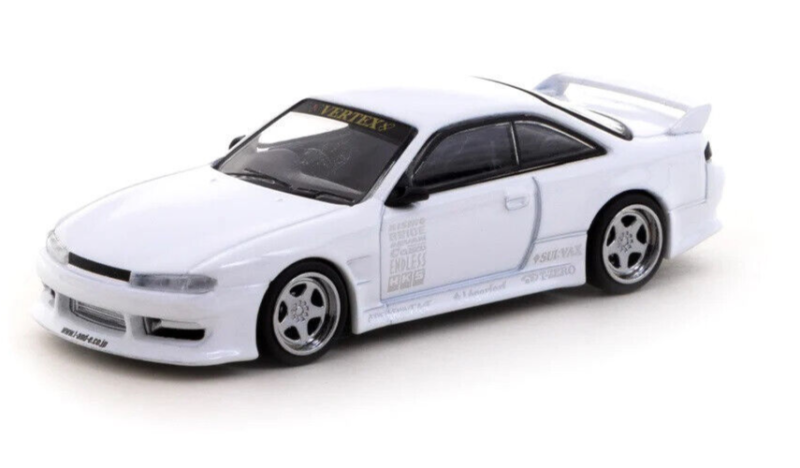Tarmac Works GLOBAL64 White VERTEX Nissan Silvia S14 - Lamley Special 1:64 Diecast Car