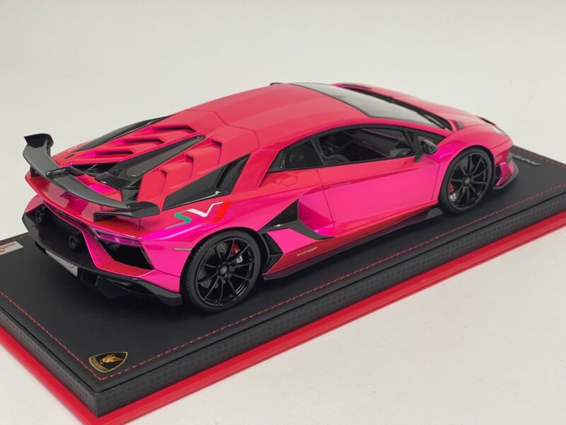 1/18 MR Collection Lamborghini Aventador SVJ Flash Pink Leather Base $878.95 ModelCarsHub