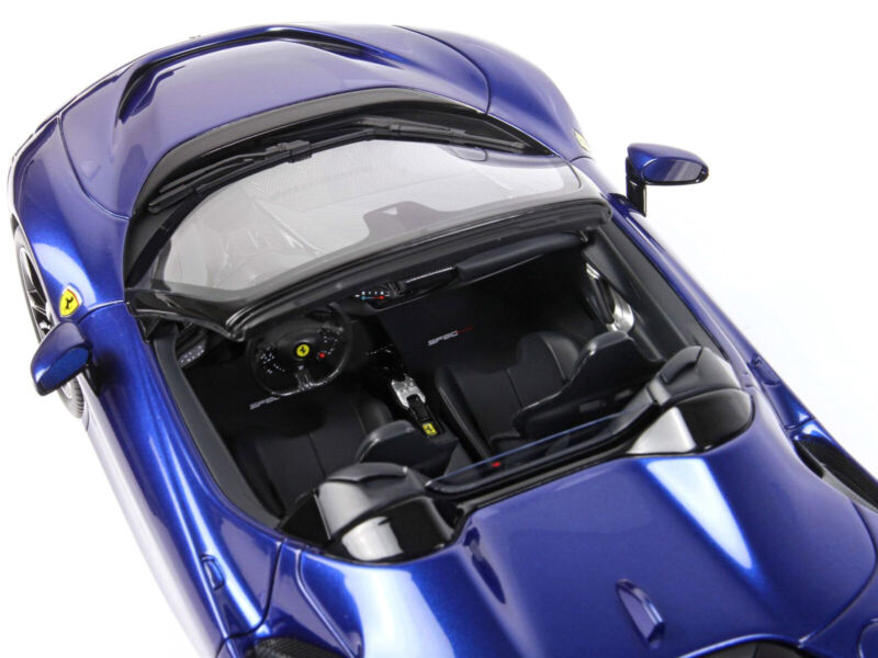 BBR 1/18 FERRARI SF90 SPIDER CONVERTIBLE BLUE & DISPLAY CASE P18194 B