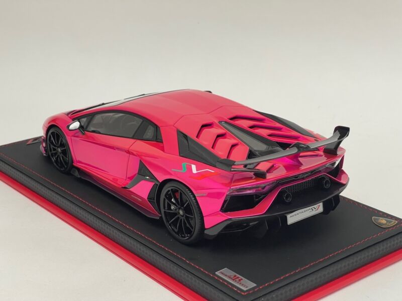 1/18 MR Collection Lamborghini Aventador SVJ Flash Pink Leather Base $878.95 ModelCarsHub