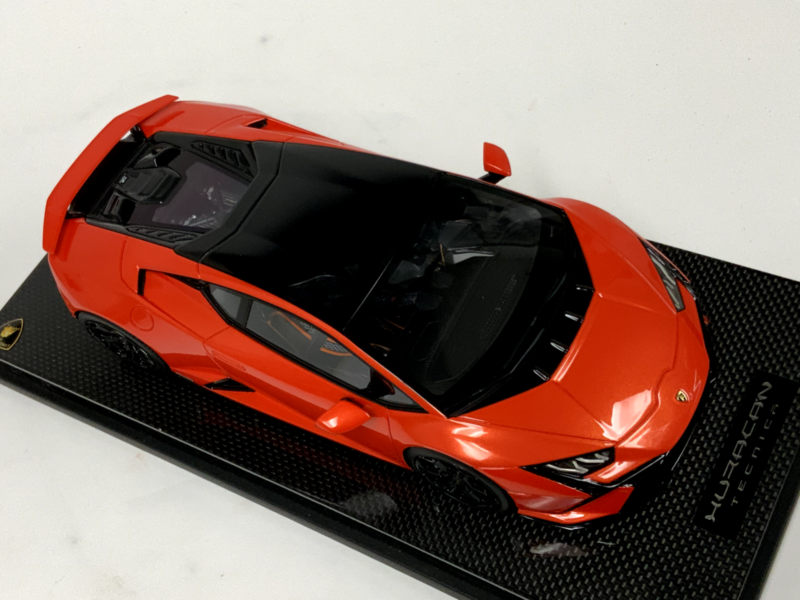 1/18 MR Collection Lamborghini Huracan Tecnica Orange Lambo054B Carbon Base $929.95 ModelCarsHub