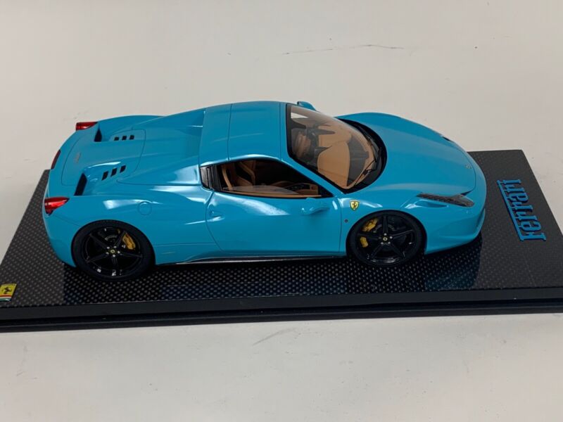 1/18 MR Collection Ferrari 458 Spider Hard Top Baby Blue Carbon Base $1084.95 ModelCarsHub