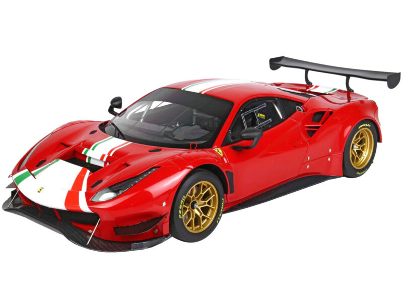 FERRARI 488 MODIFICATA ROSSO CORSA RED & DISPLAY CASE 1/18 MODEL BY BBR P 18203B