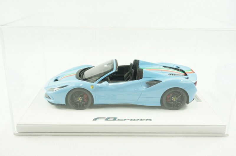 1/18 BBR FERRARI F8 TRIBUTO SPYDER AZZURRO BLUE/ITALY DELUXE WHITELEATHER limited 5pcs
