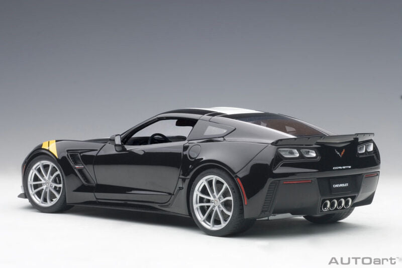 AUTOART CHEVROLET CORVETTE GRAND SPORT (BLACK/WHITE STRIPES) 1:18
