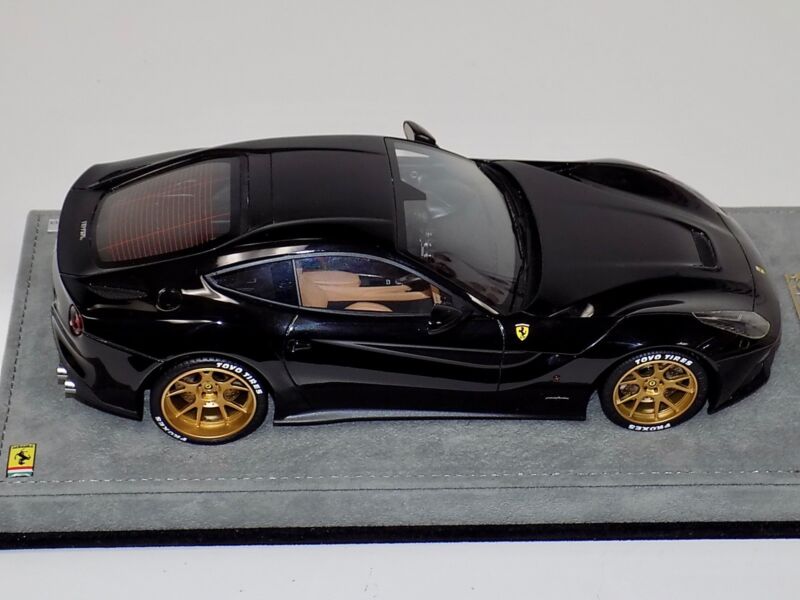 1/18 MR Collection Ferrari F12 Berlinetta Gloss Black Custom Gold Wheels $774.95 ModelCarsHub