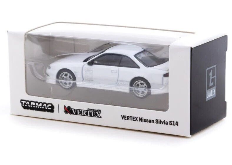 Tarmac Works GLOBAL64 White VERTEX Nissan Silvia S14 - Lamley Special 1:64 Diecast Car