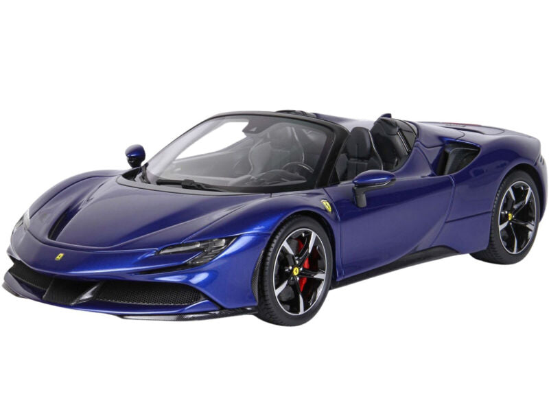 BBR 1/18 FERRARI SF90 SPIDER CONVERTIBLE BLUE & DISPLAY CASE P18194 B