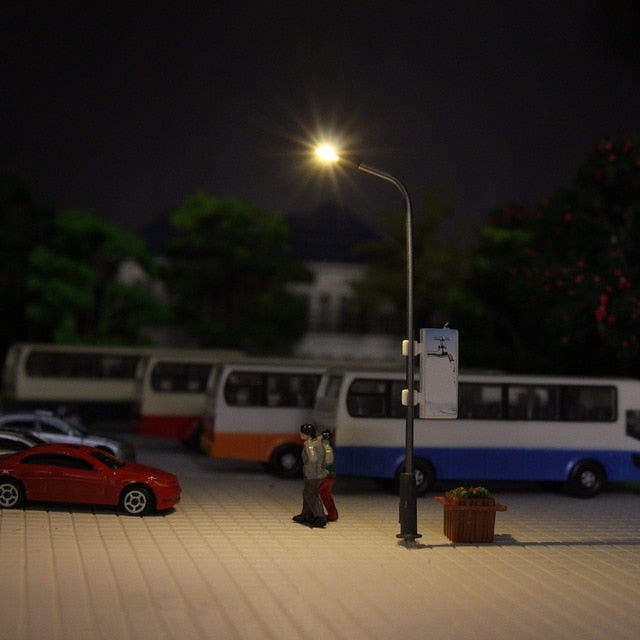 Lqs08 20pcs Model Diorama Advertisement Lamps Post Street Lights Ho Oo Scale 1:87 Led 3v Free Resistors Warm White Bright White - Model Building Kits