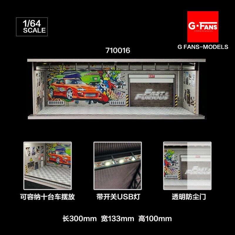 G-FANS 1:64 Garage Diorama Model Garage tools Apple store porsche