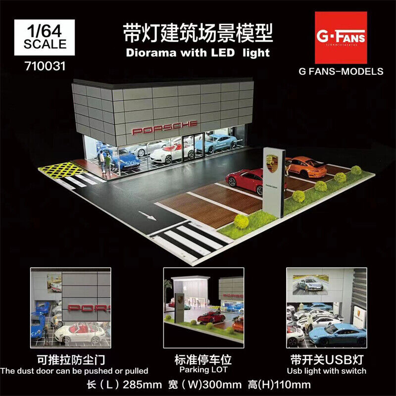 G-FANS 1:64 Garage Diorama Model Garage tools Apple store porsche