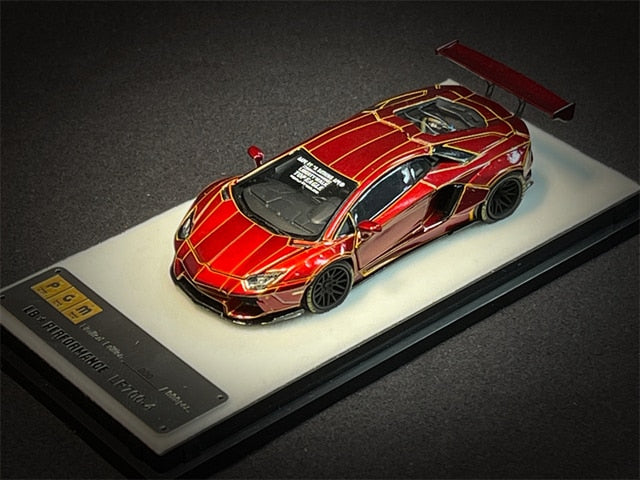 PGM 1/64 Red Burst Crack Lamborghini LP700 Diecast Fully Open Model Car