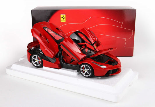 BBR 1/18 Ferrari LaFerrari (Rosso Corsa 322 Red with Gloss Black Roof and Silver Rims) Fully Open Diecast Car Model