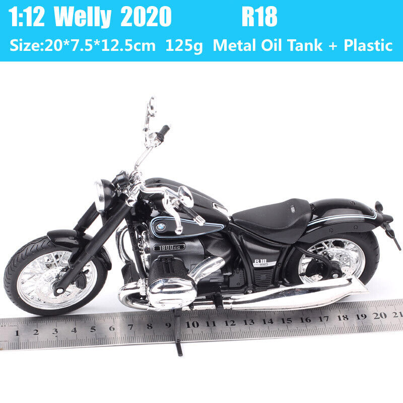 1/12 Welly BMW R18 2020 Retro Cruiser Motorcycle Diecast Model Bike Tour