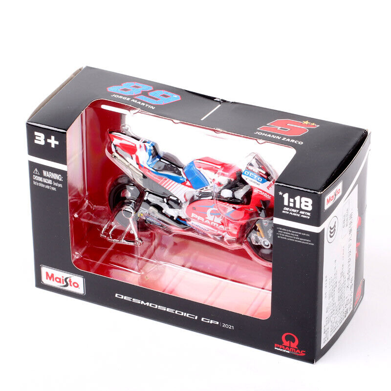 1/18 2021 Ducati Desmosedici GP21 Pramac #5 Johann Zarco Motorcycle Model Toy