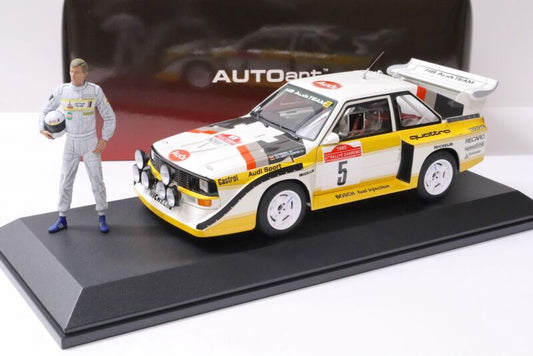 1/18 AUTOart Audi Sport Quattro S1 San Remo #5 Röhrl Special Set Figur + Display