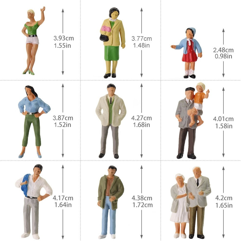 20pcs Different Poses Model Trains 1:43 O Scale All Standing Painted Figures Passengers People Model Railway P4309 - Model Building Kits